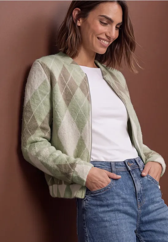 Blouson met lange mouwen en ruitjespatroon
