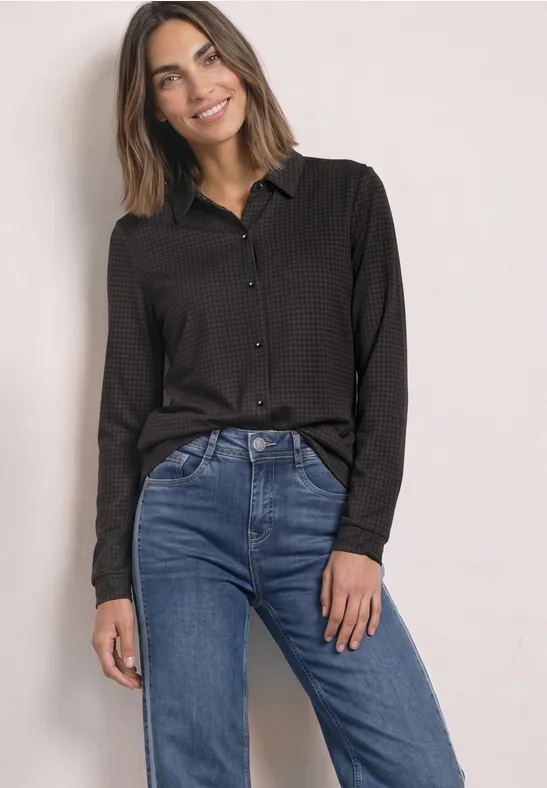 Langarm Jersey Shirt im Blusen-Look