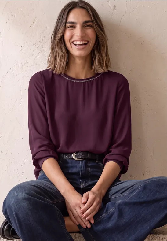 2-in-1 Sirt aus Chiffon mit Boat Neck