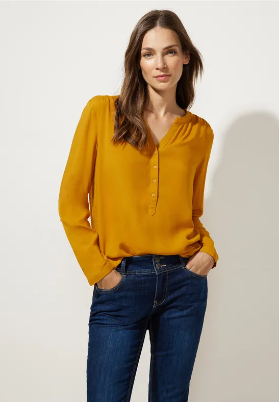 Street One Camicetta Estiva Da Donna Summer Bamika | Morbida Viscosa, Scollo A Spacco, Maniche Corte, Orlo Arrotondato