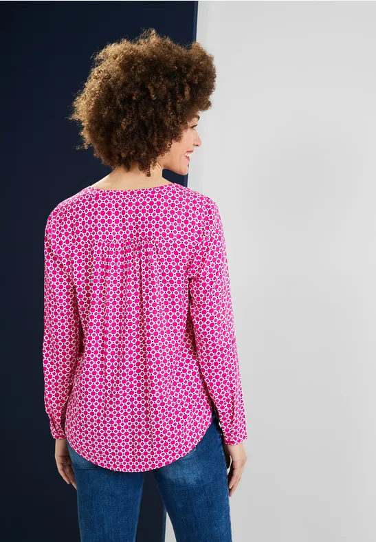 Chemisier Femme Street One à Boutons - Manches Longues, Col Bateau, Viscose Douce Et Motif Graphique - 8