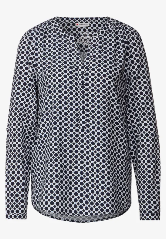 Chemisier Femme Street One - Imprimé Graphique - Col Bateau - Manches Longues élastiques - Viscose Douce