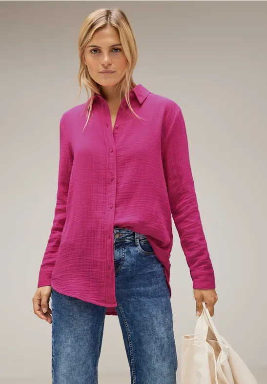 Street One Damen Business Hemdbluse - Baumwolle, Langarm Mit Hemdkragen