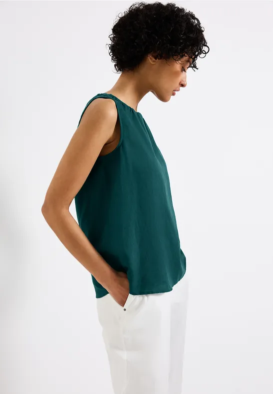 Street One Frauen Leinenmix Blusentop in Grün, Gr: 38