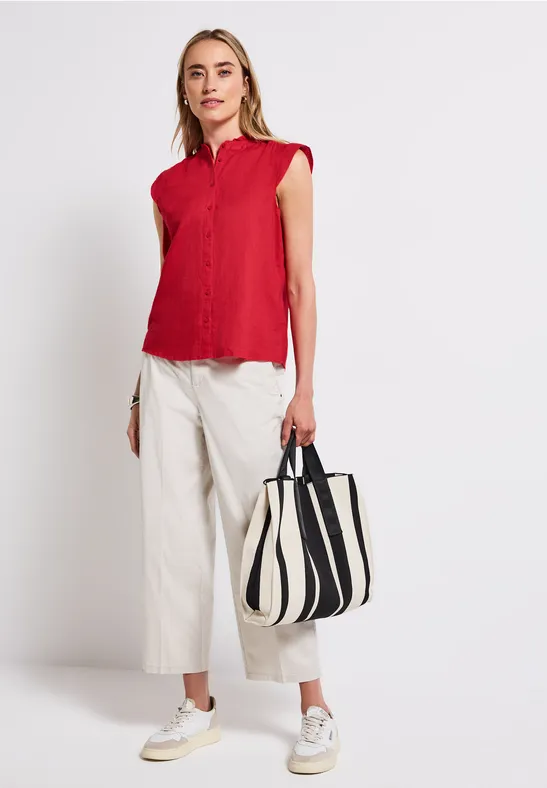 Thumbnail - Street One Frauen Leinenmix-Bluse mit Rüschen in Rot, Gr: 38