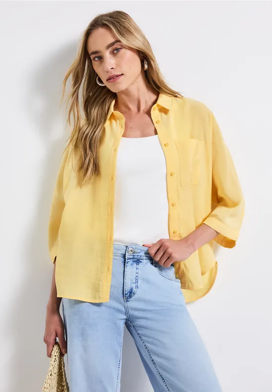 Thumbnail - Street One Frauen Dolman Hemdbluse in Gelb, Gr: 44