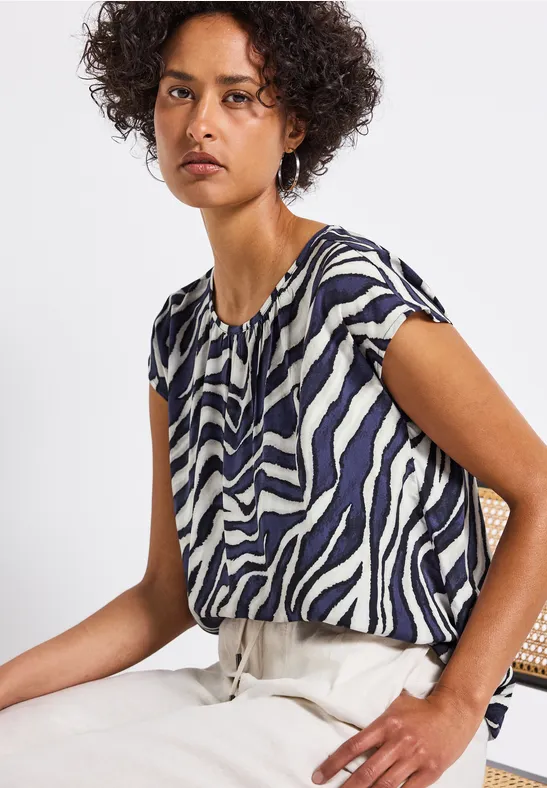 Thumbnail - Street One Frauen Bluse mit Raffung in Blau, Gr: 42