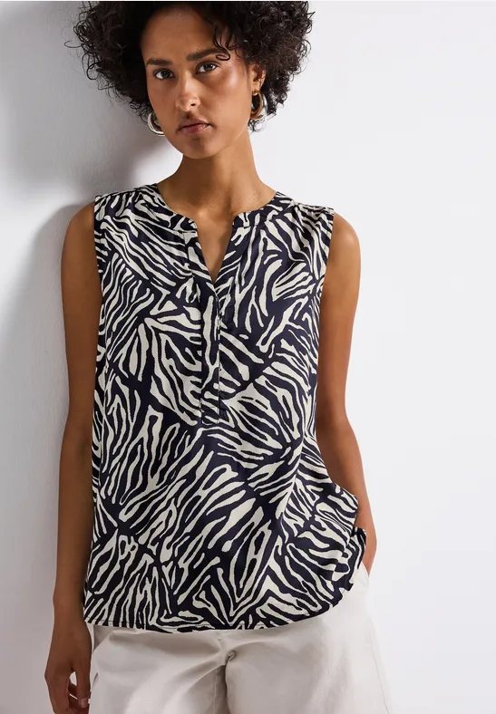 Thumbnail - Street One Frauen Gemustertes Blusentop in Blau, Gr: 46