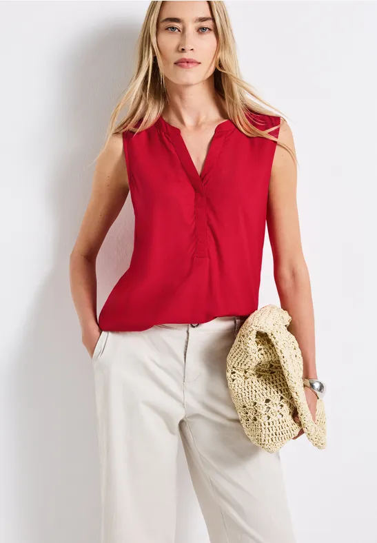 Street One Frauen Blusentop in Unifarbe in Rot, Gr: 34