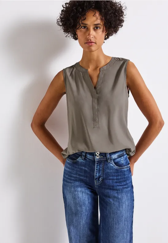 Thumbnail - Street One Frauen Blusentop in Unifarbe in Braun, Gr: 44