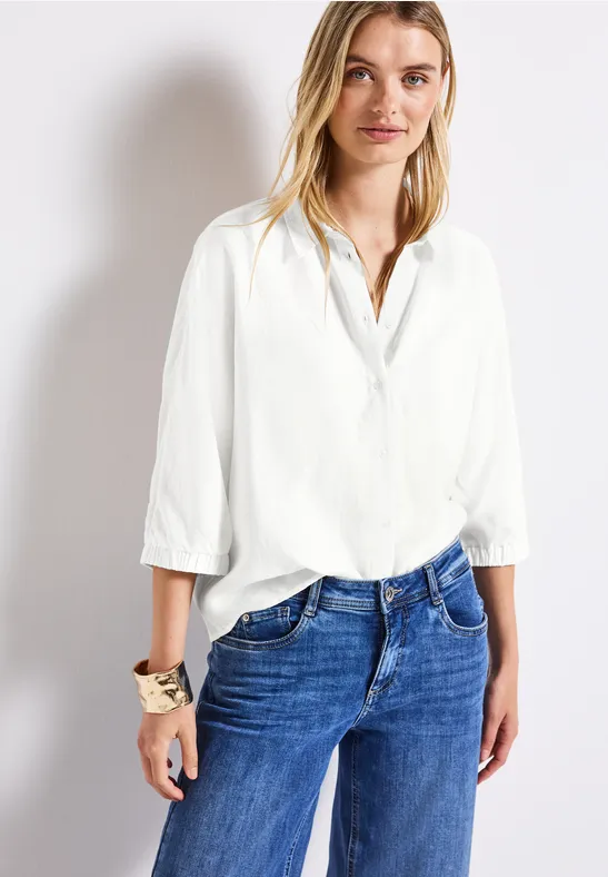 Thumbnail - Street One Frauen Dolman Hemdbluse in Weiß, Gr: 40