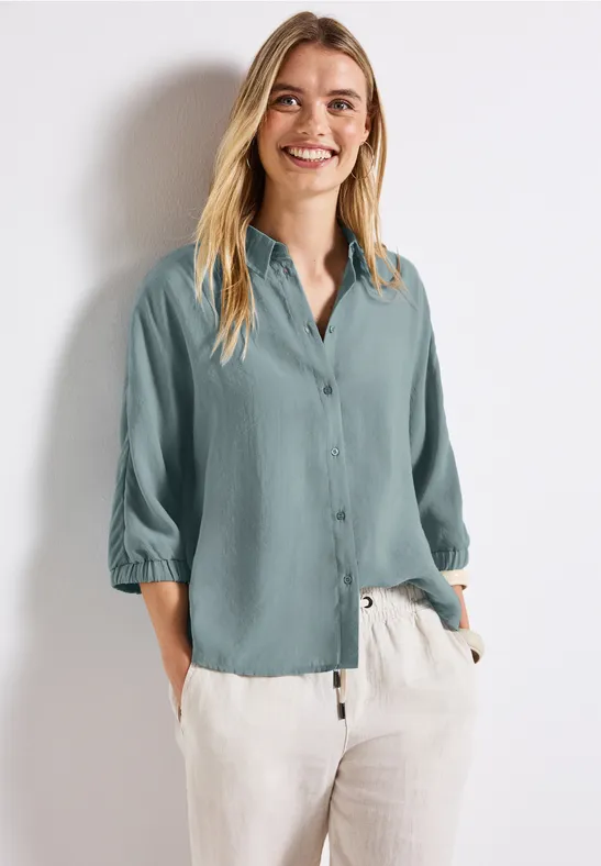 Thumbnail - Street One Frauen Dolman Hemdbluse in Blau, Gr: 40