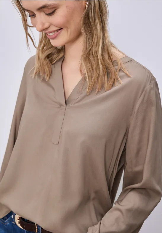 Thumbnail - Street One Frauen Split Neck Tunika in Braun, Gr: 46