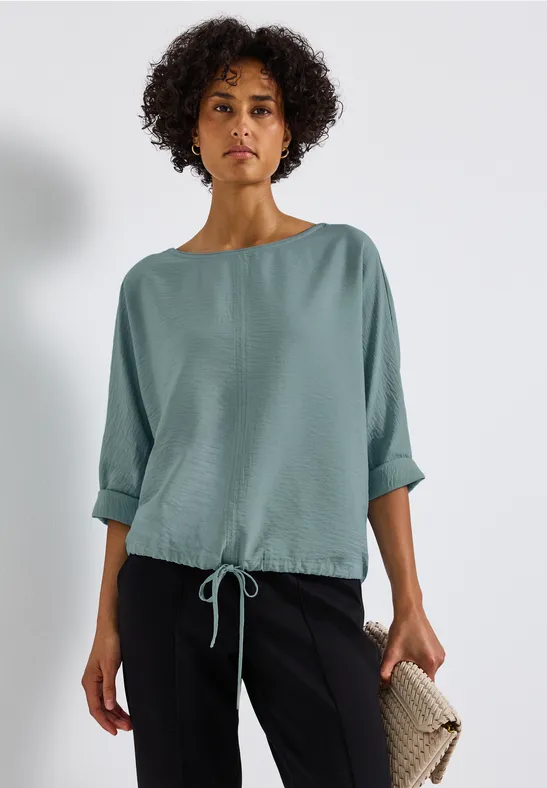 Thumbnail - Street One Frauen Dolman Strukturbluse in Blau, Gr: 42