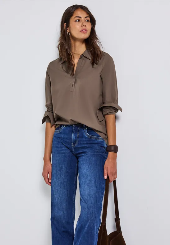 Thumbnail - Street One Frauen Business Hemdbluse in Braun, Gr: 46