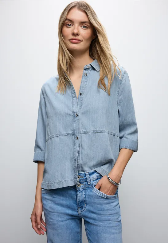 Thumbnail - Street One Frauen Denim Bluse in Blau, Gr: 46