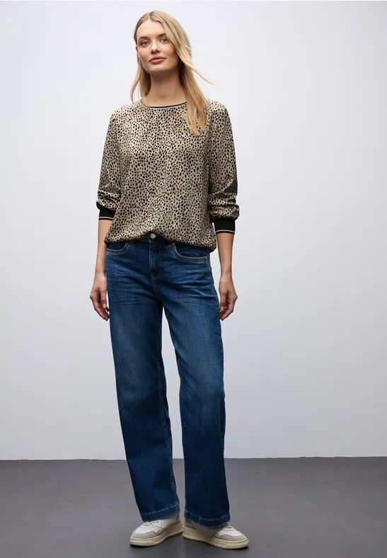 Thumbnail - Street One Frauen Leo Bluse mit Tapedetails in Beige, Gr: 44