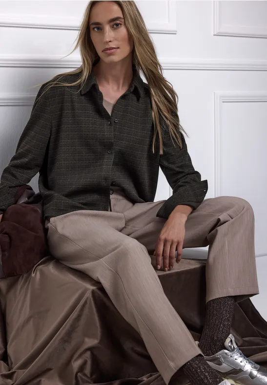 Street One Geruite jacquard overhemdblouse