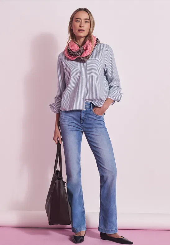 Thumbnail - Street One Frauen Gestreifte Hemdbluse in Blau, Gr: 44