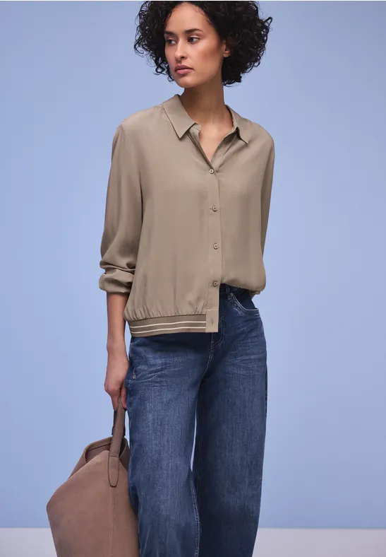 Thumbnail - Street One Frauen Hemdbluse mit Collegedetails in Braun, Gr: 38