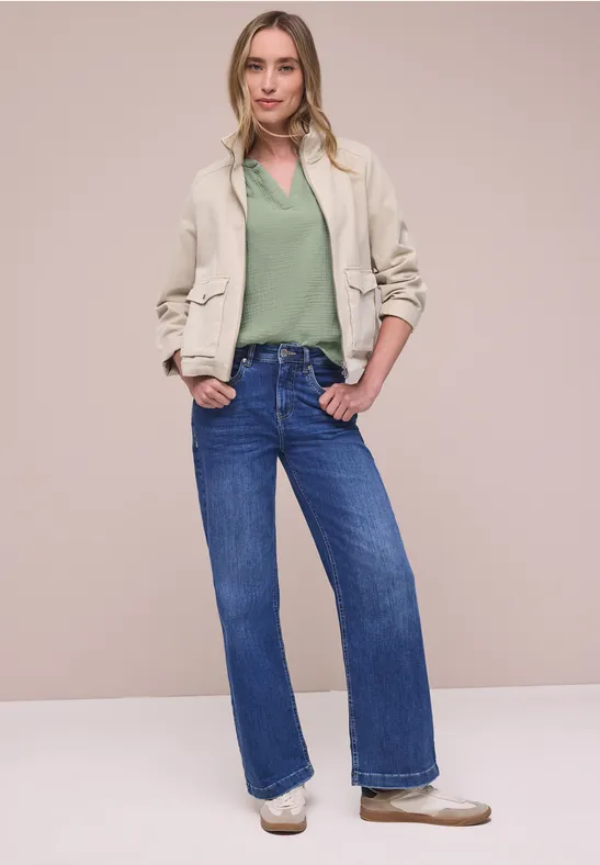 Street One Blouse met korte mouwen in mousseline kwaliteit