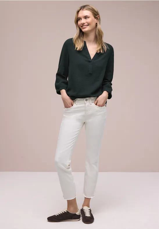 Street One Frauen 3/4-Arm Bluse in Musselinqualität in Grün, Gr: 38