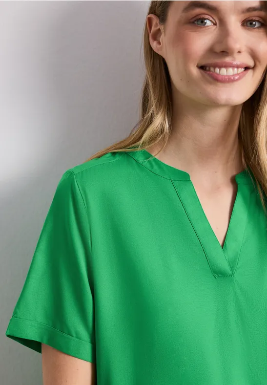 Street One Blouse met gespleten hals en omslag