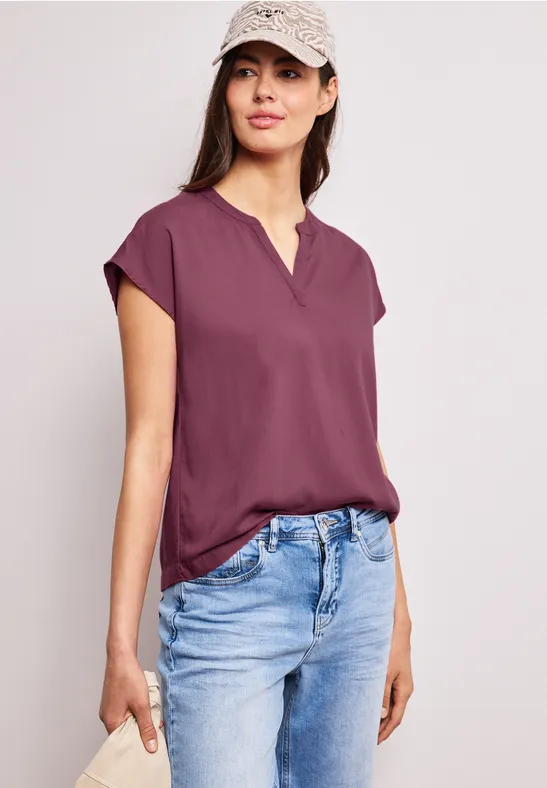 Thumbnail - Street One Frauen Dropped Shoulder Bluse mit Split Neck in Rosa, Gr: 40