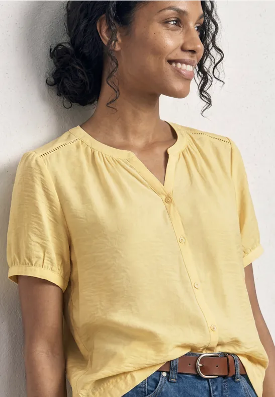 Street One Blouse met korte mouwen, gespleten hals en knopen