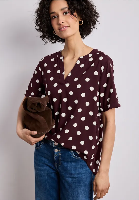 Street One Frauen Kurzarm Bluse mit Turn-Up in Rot, Gr: 38