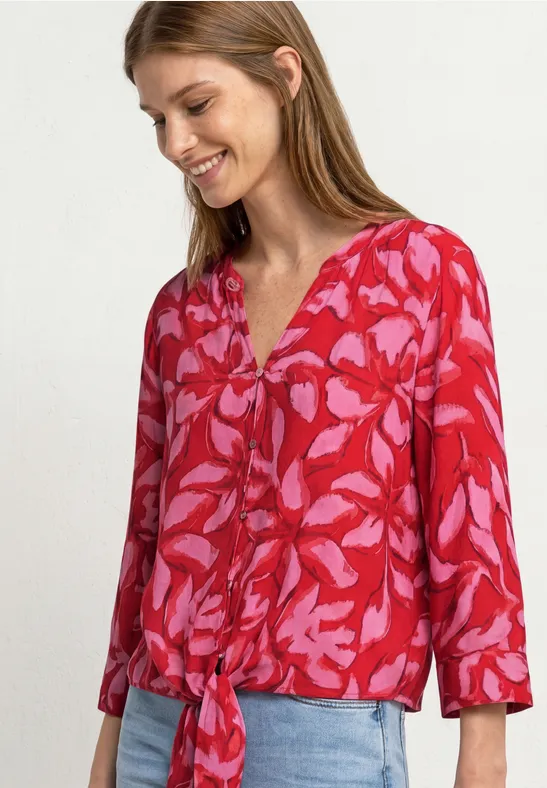 Arm Bluse mit Knotendetail female Rot