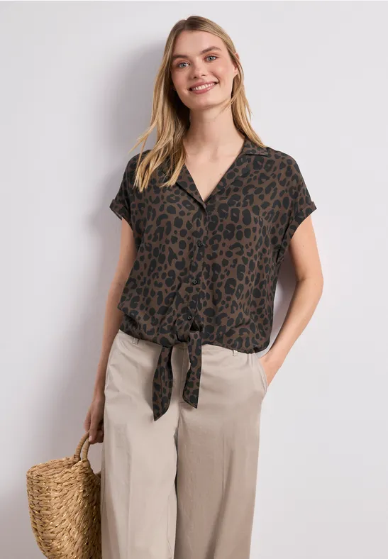 Street One Blouse met overhangende schouders en bowlingkraag