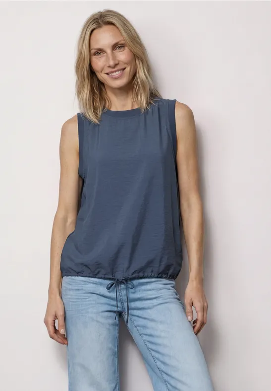 Blusentop mit Rundhals und Tape-Detail female Blau