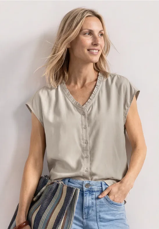 Street One Blouse met V-hals en ruches