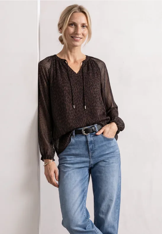 Street One Raglanblouse met split in de hals en print