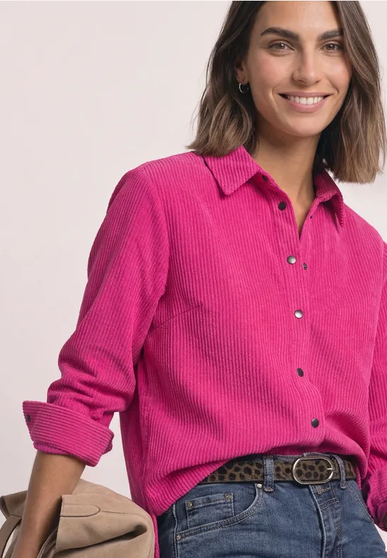 Street One Corduroy blouse met lange mouwen en knopen