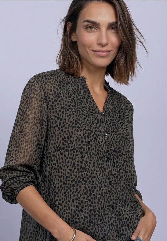 Street One Chiffonblouse met lange mouwen en ruches