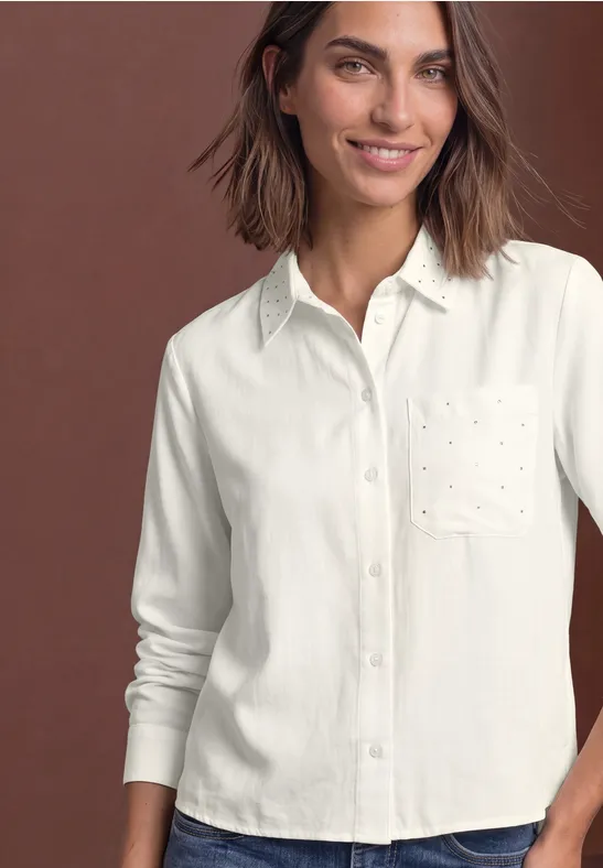 Overhemdblouse met sierstenen