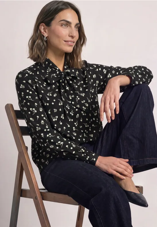Langarm Bluse mit Schleifendetail und Print