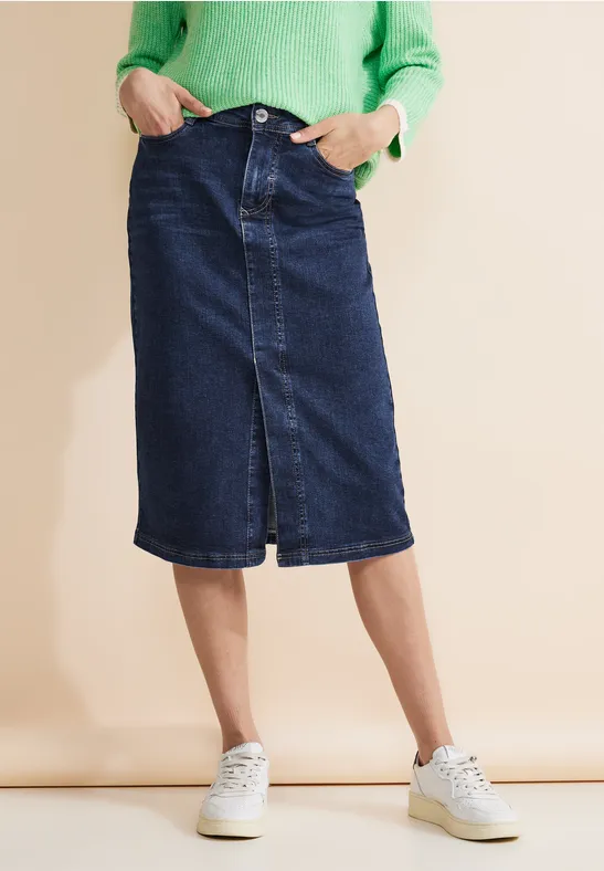 Thumbnail - Street One Frauen Midi Jeansrock in Blau, Gr: 34