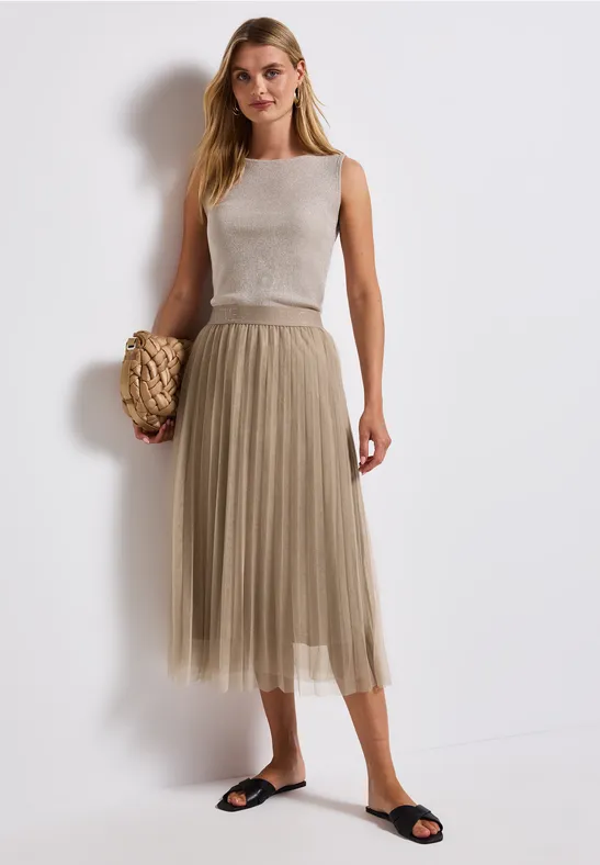 Thumbnail - Street One Frauen Plissée Tüll-Rock in Beige, Gr: 34