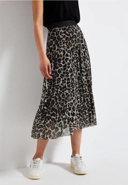 Thumbnail - Street One Frauen Mesh Plissée Rock in Schwarz, Gr: 42