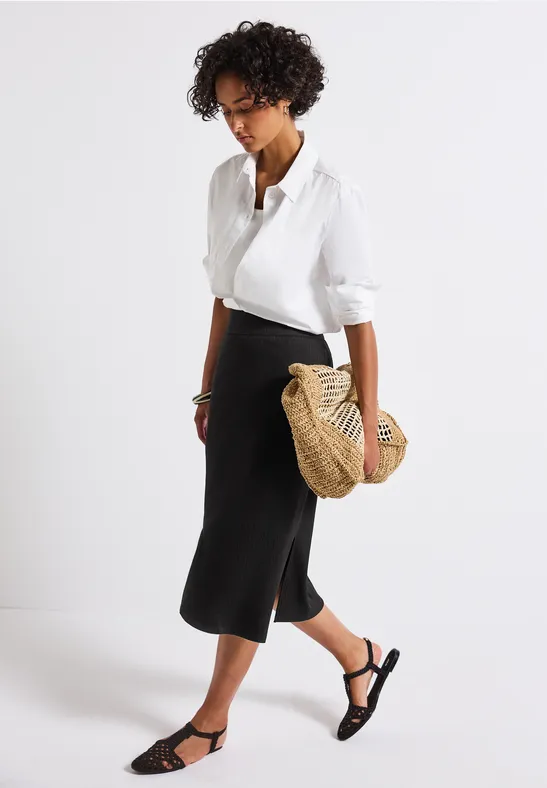 Thumbnail - Street One Frauen Rock mit Rippstruktur in Schwarz, Gr: 36