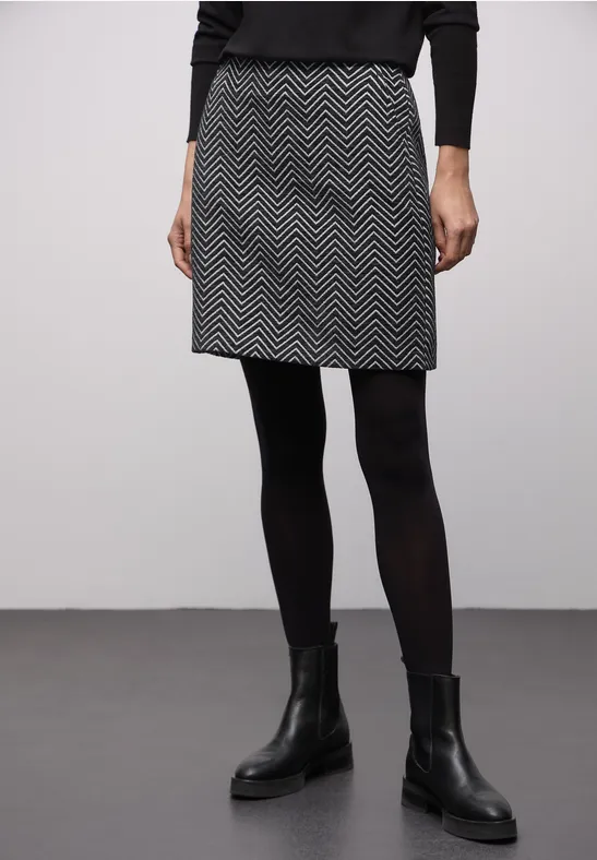 Thumbnail - Street One Frauen Zick-Zack Jacquard Rock in Schwarz, Gr: 44