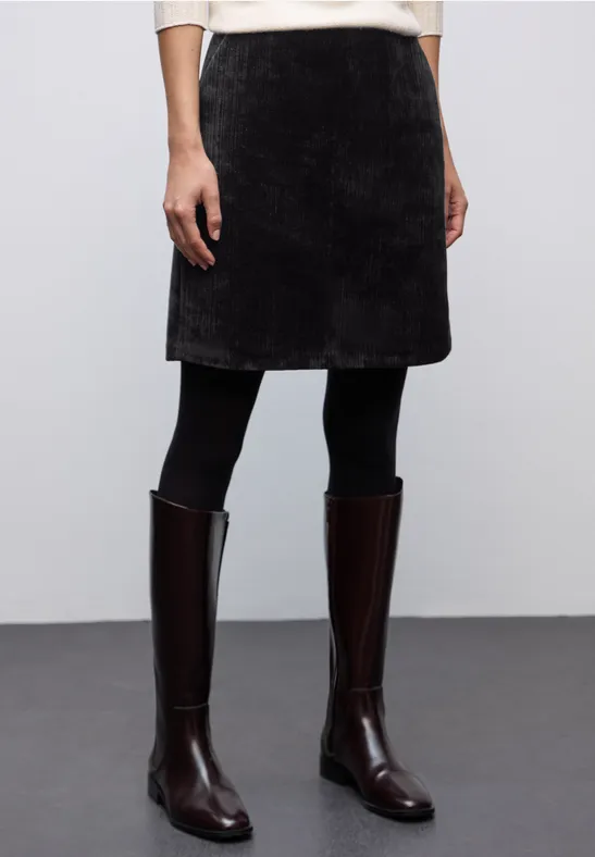 Thumbnail - Street One Frauen Chenille Rock in Schwarz, Gr: 44