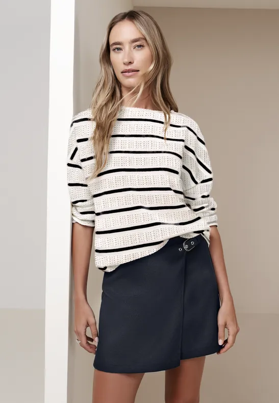 Street One Frauen Knielanger Skort mit Schnalle in Blau, Gr: 40