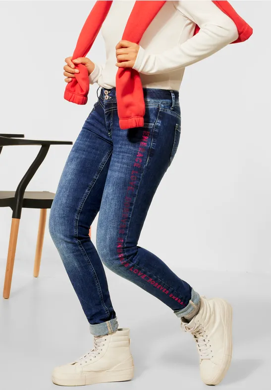 Jean Street One Femme Coupe Décontractée - Taille Haute Et Slim - 85% Coton Confort