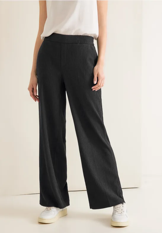 Pantalon Femme Rayé Ample - Taille élastique - Léger Et Respirant - Pour Plage, Vacances, Travail - Noir