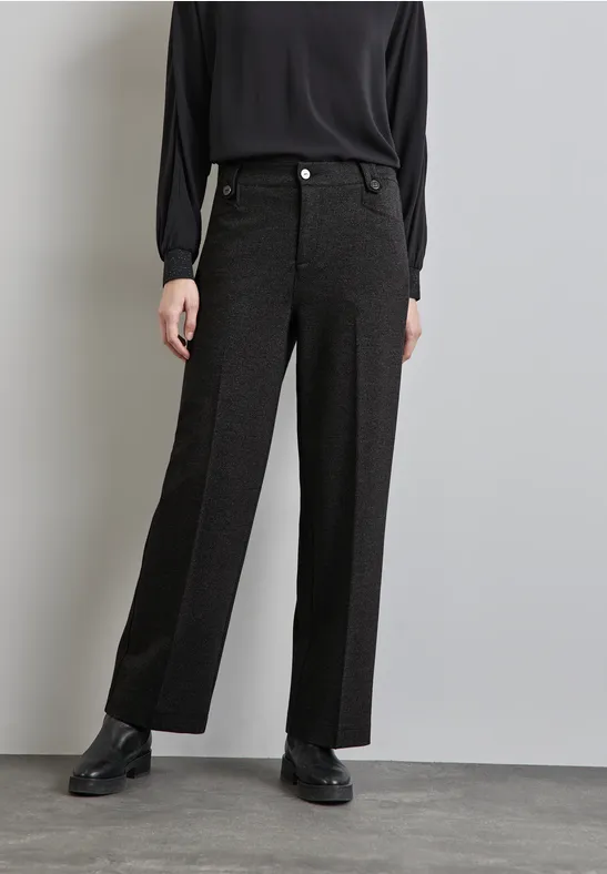 Street One Frauen Straight Leg Hose in Schwarz, Gr: 44