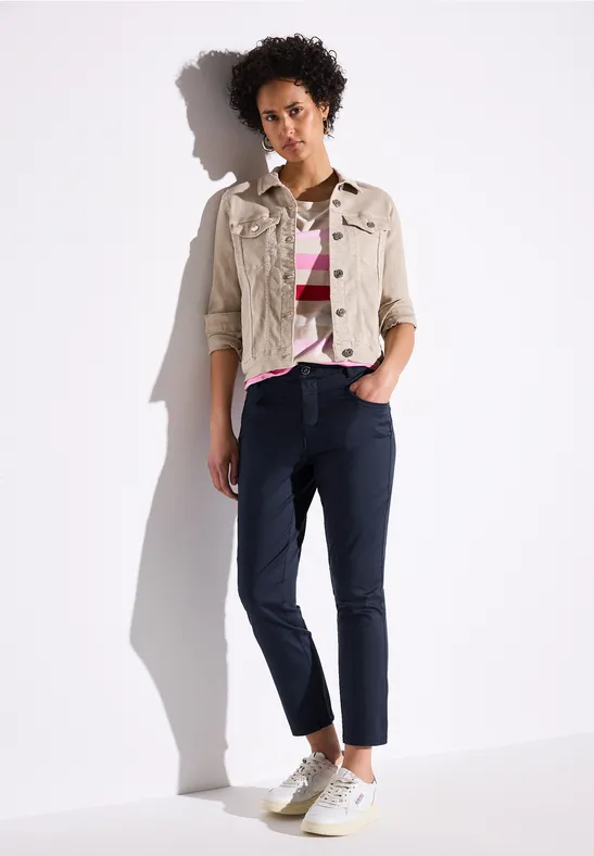 Street One Frauen 7/8-Satinhose in Blau, Gr: 36